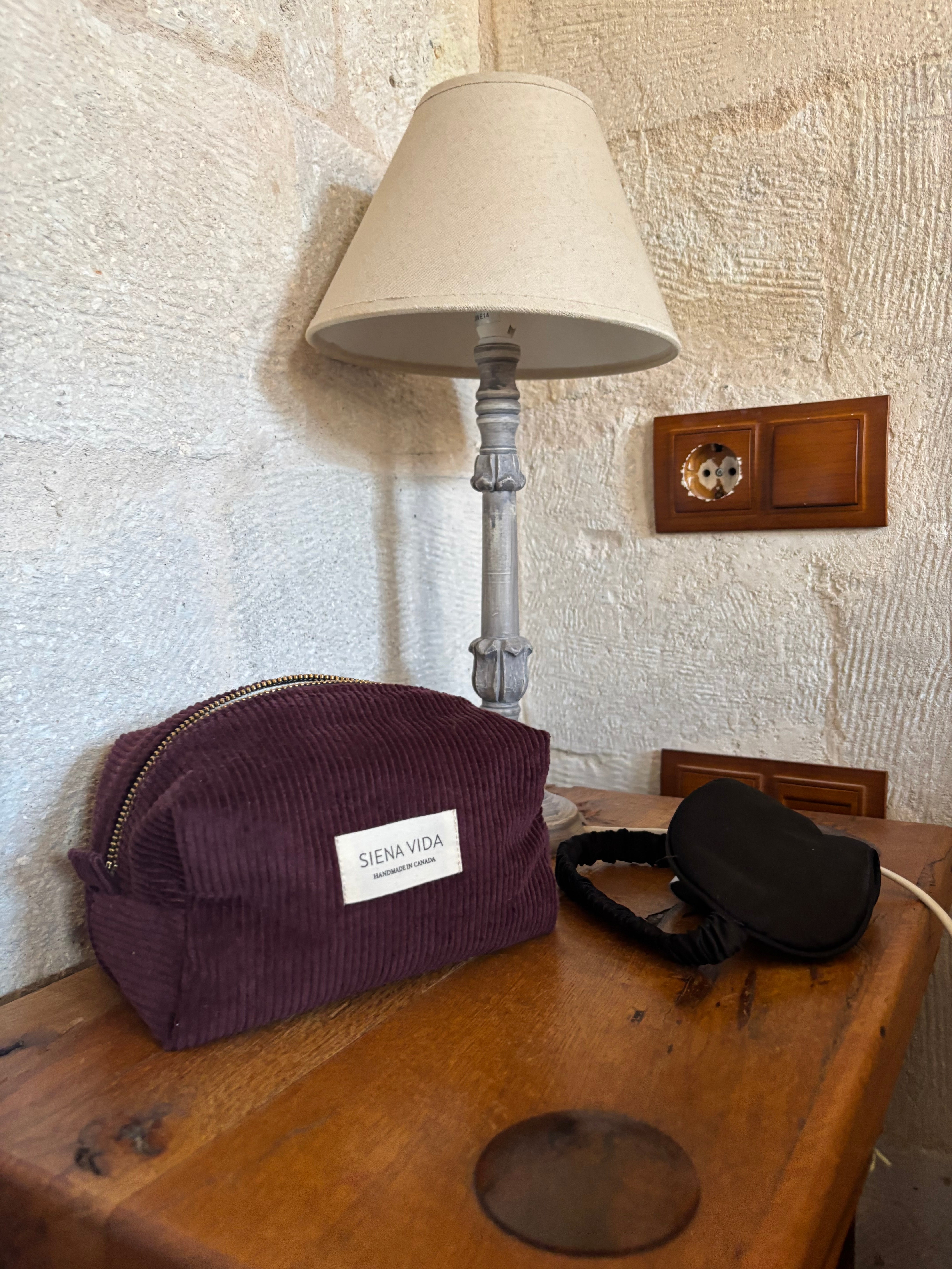 Burgundy Corduroy Pouch - Small