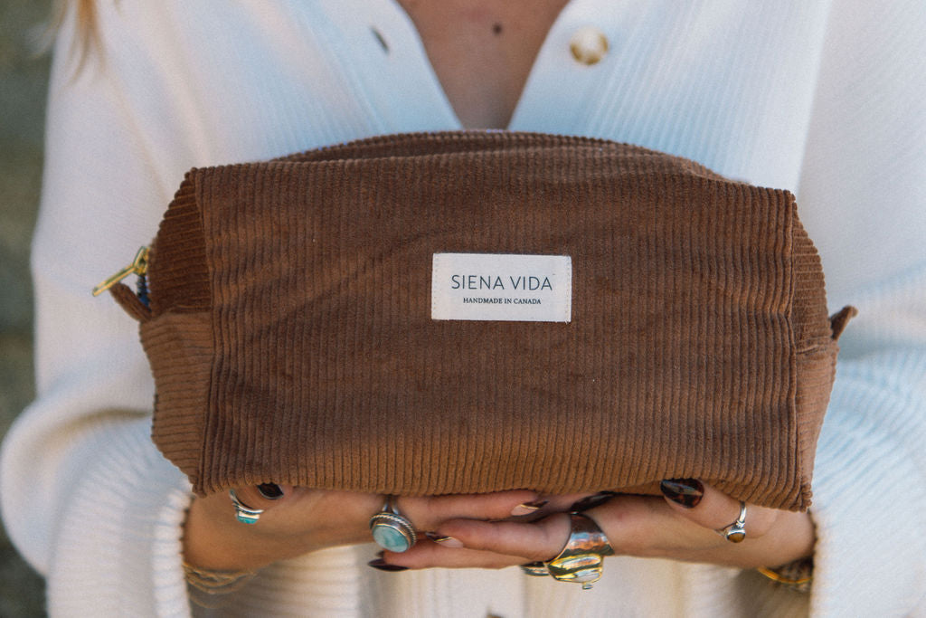 Mocha Corduroy Pouch - Large