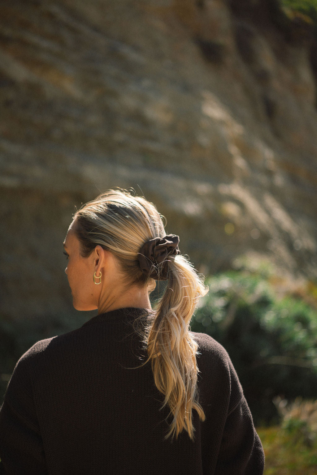 Chocolate Linen Scrunchie - Classic