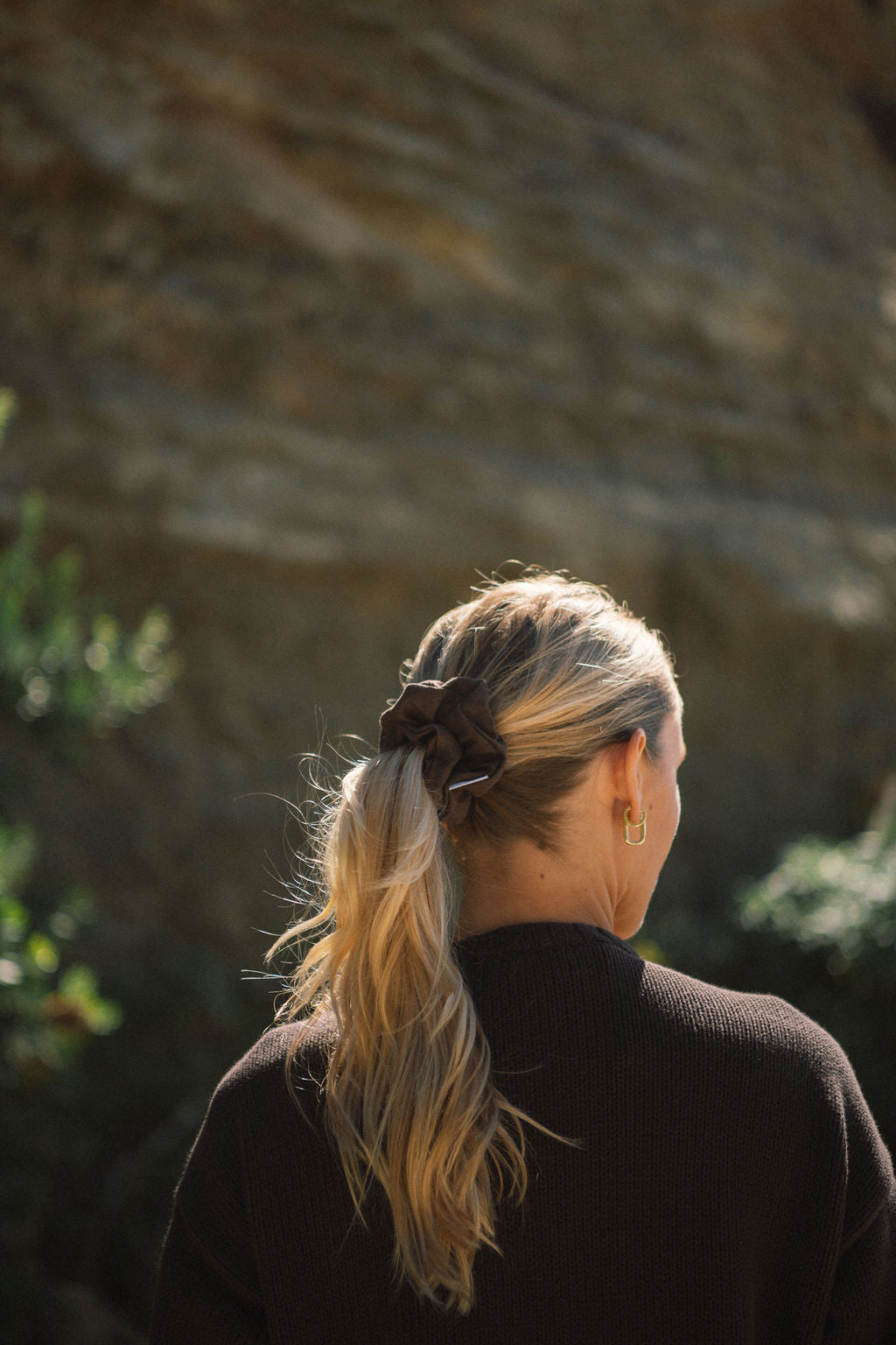 Chocolate Linen Scrunchie - Classic