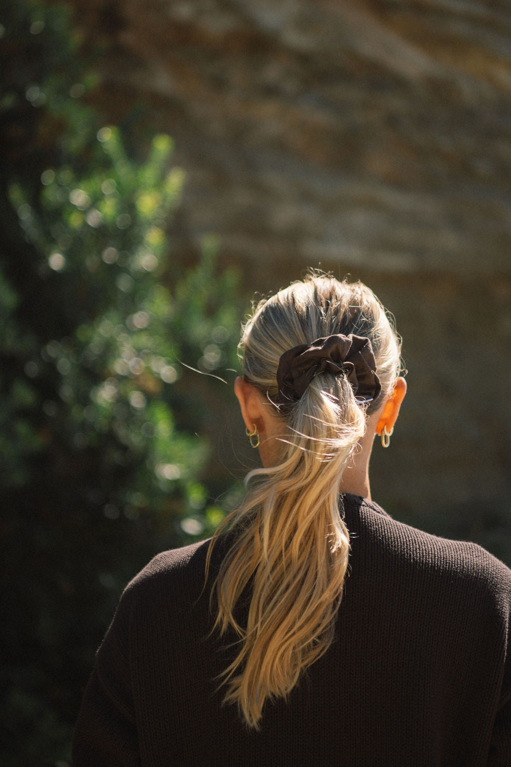Chocolate Linen Scrunchie - Classic