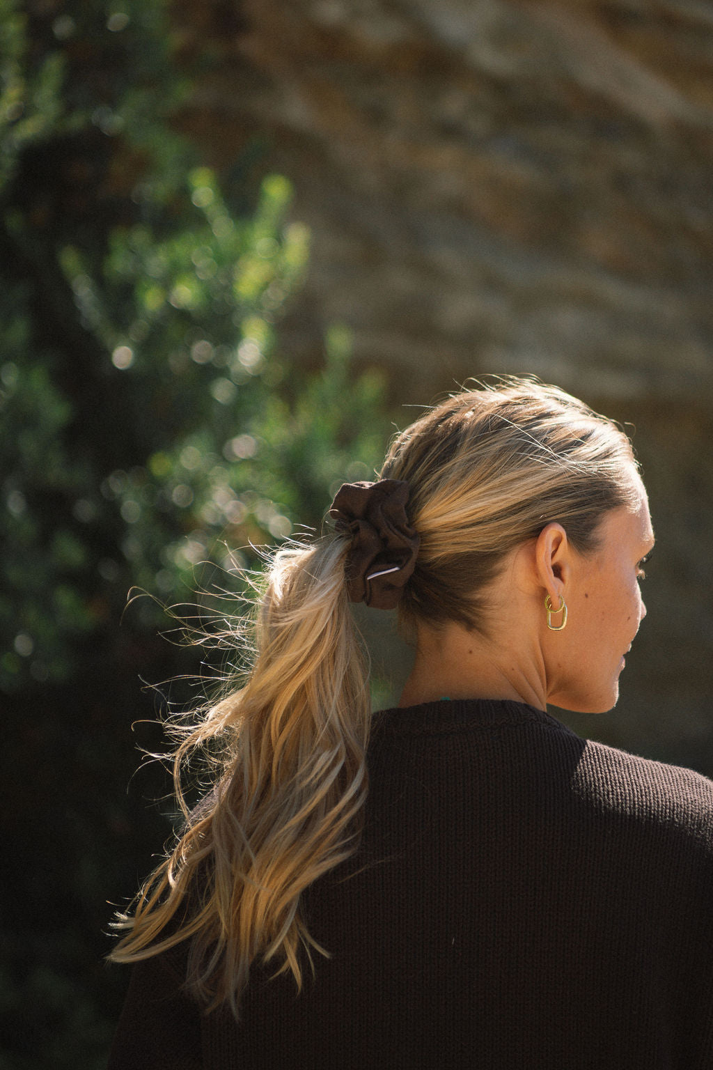 Chocolate Linen Scrunchie - Classic