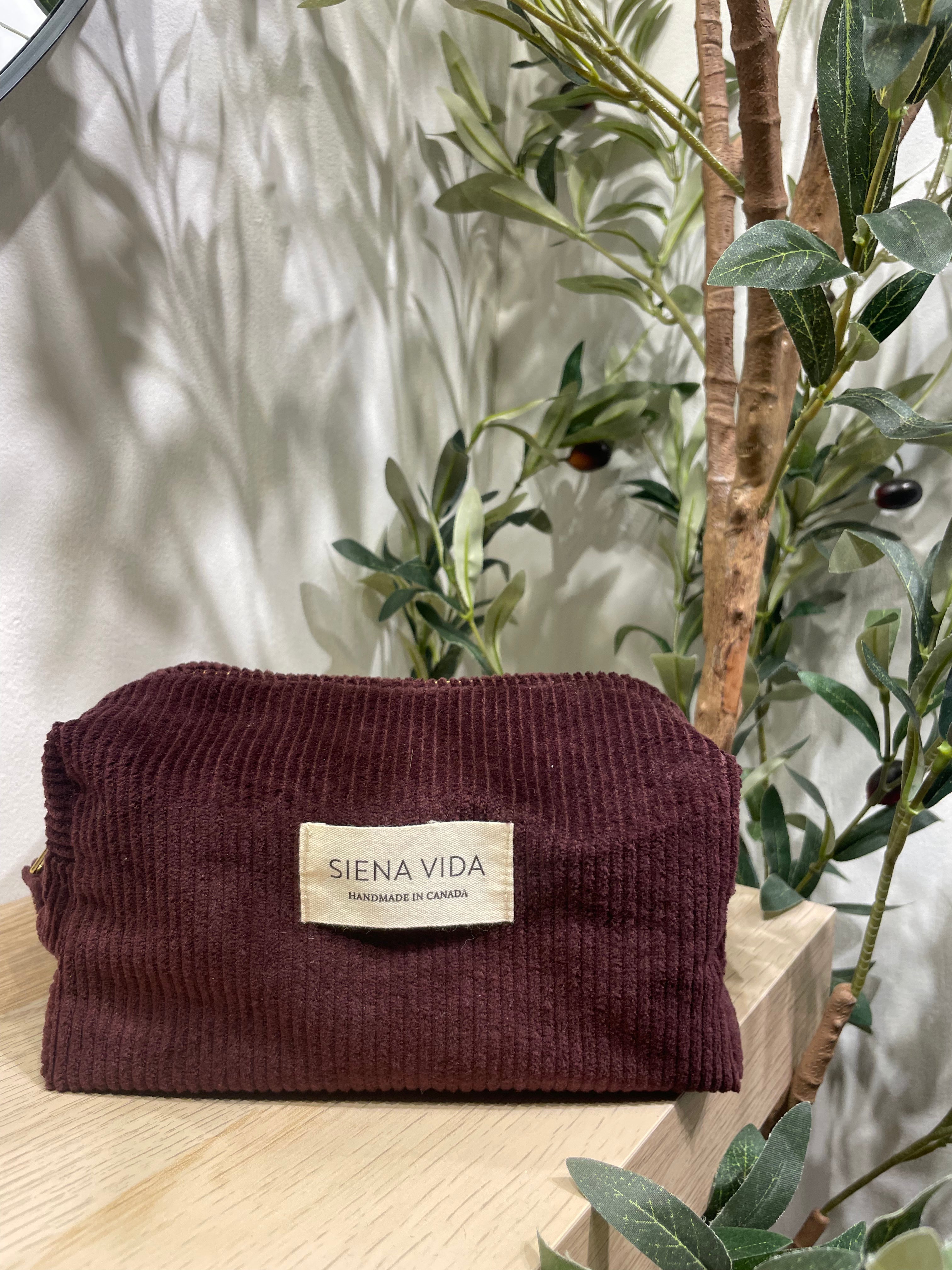 Burgundy Corduroy Pouch - Small
