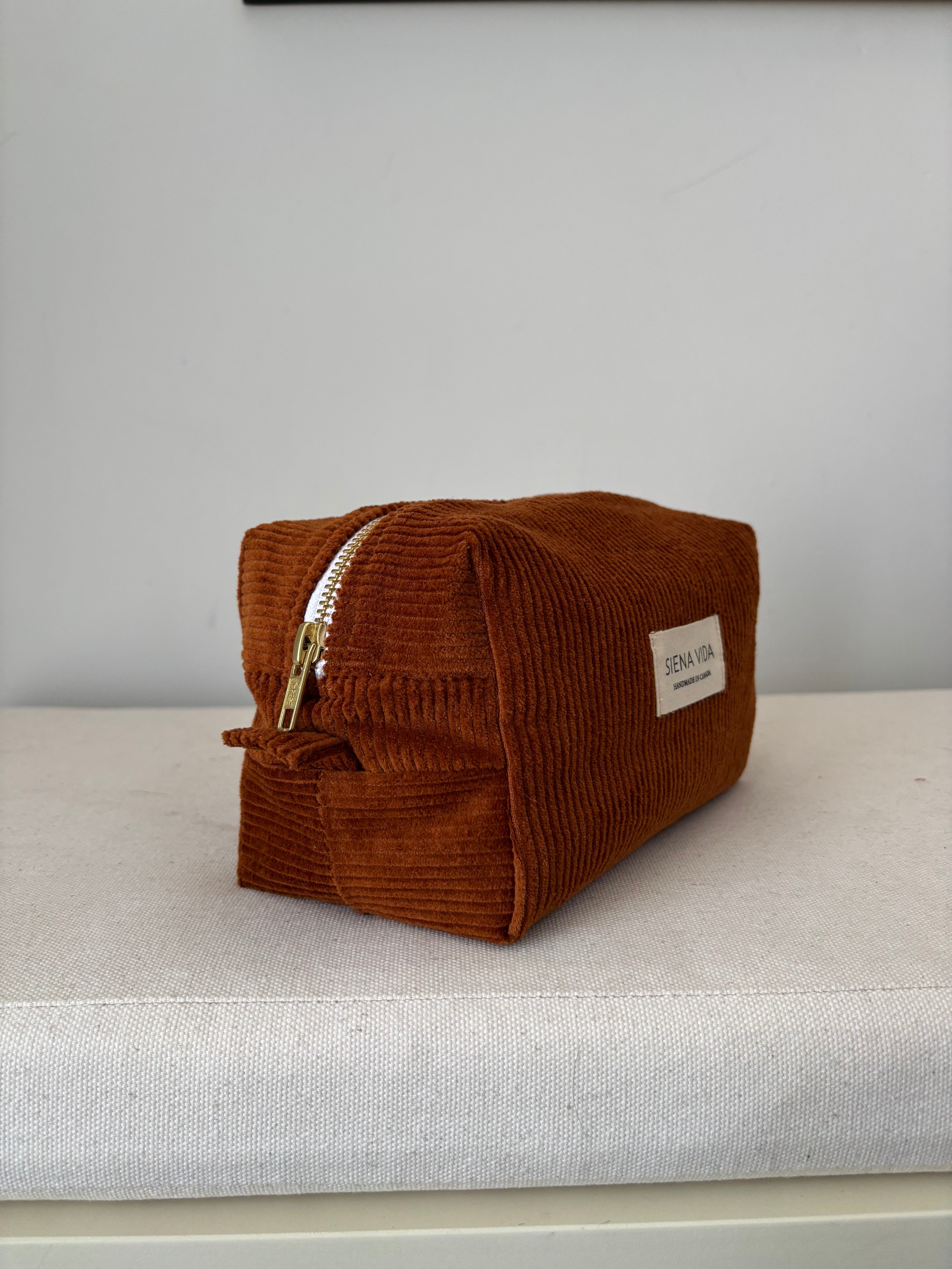 Burnt Orange Corduroy Pouch - Small