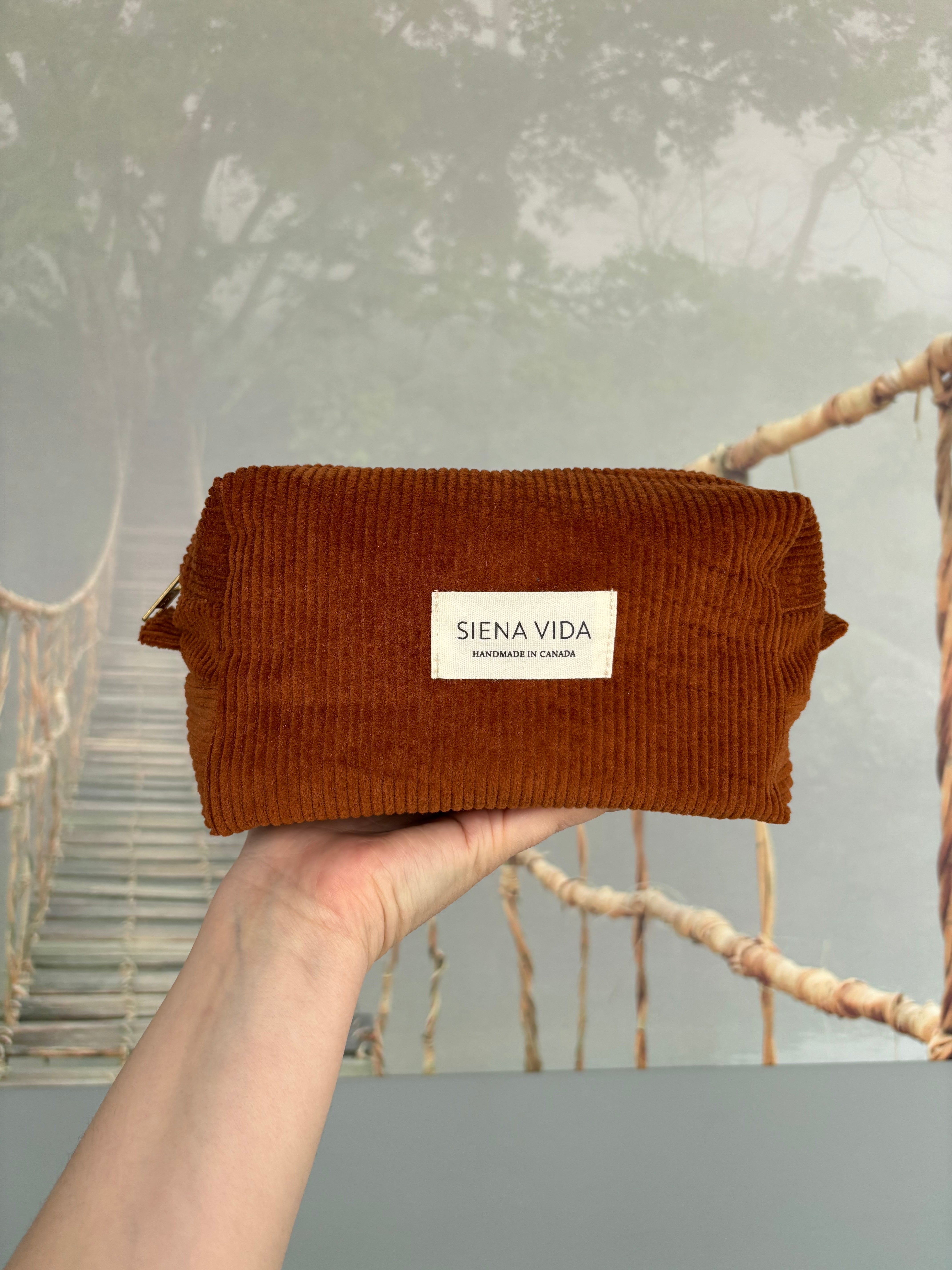 Burnt Orange Corduroy Pouch - Small