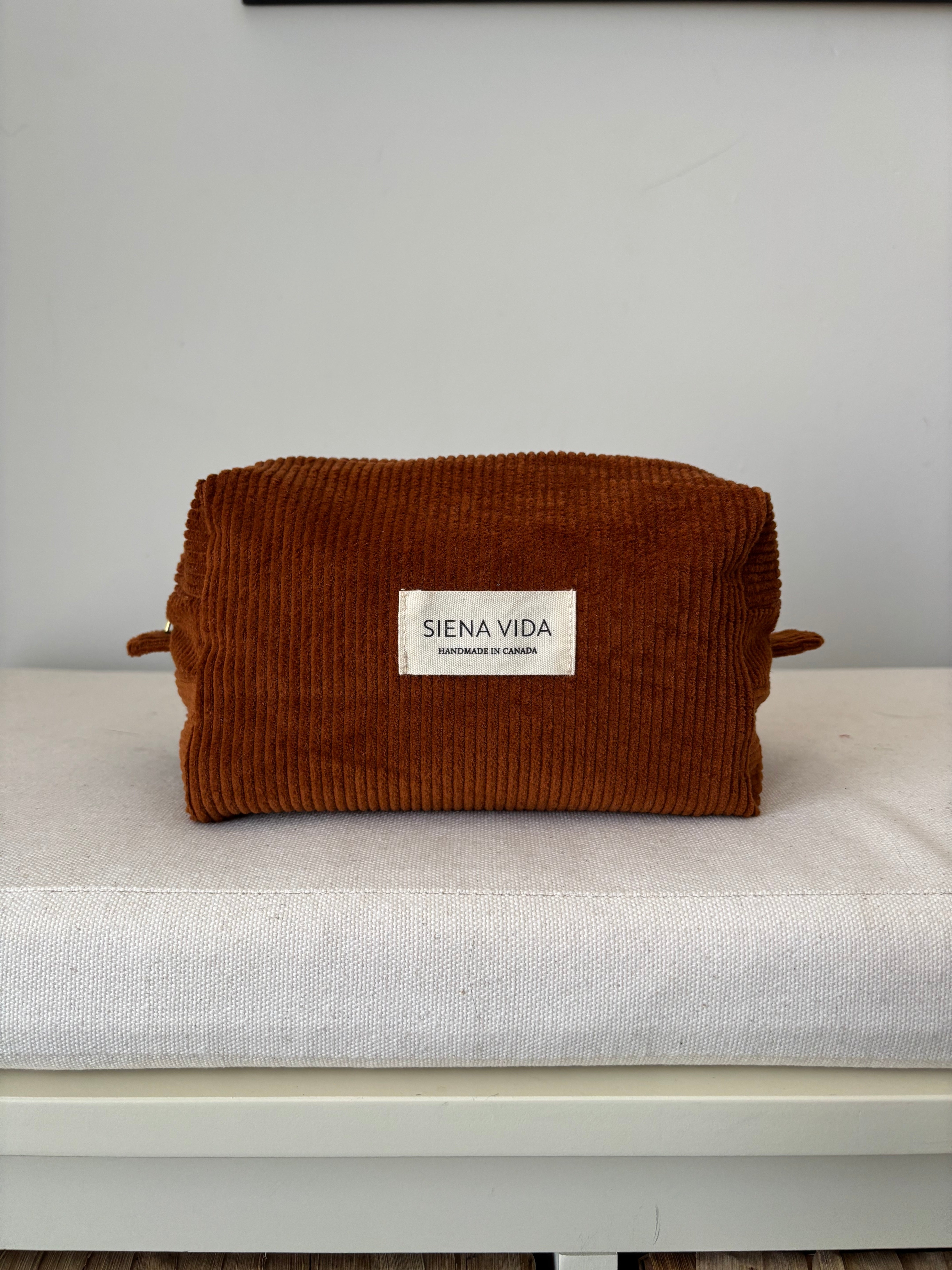 Burnt Orange Corduroy Pouch - Small