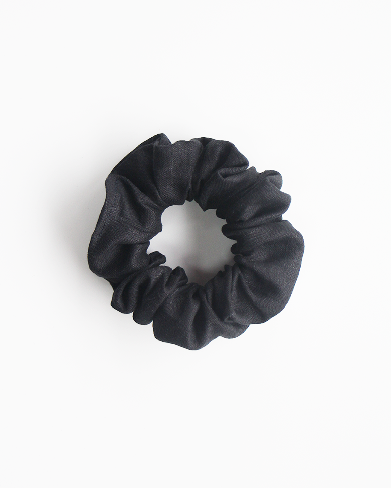 Black Linen Scrunchie - Classic