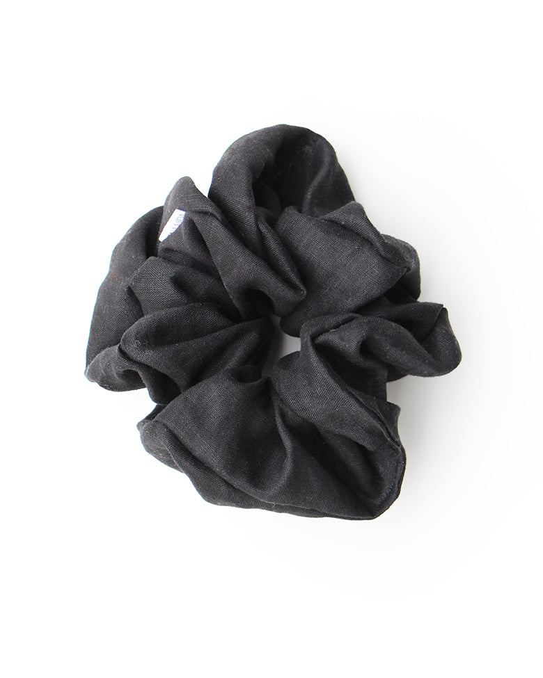Black Linen Scrunchie - XXL