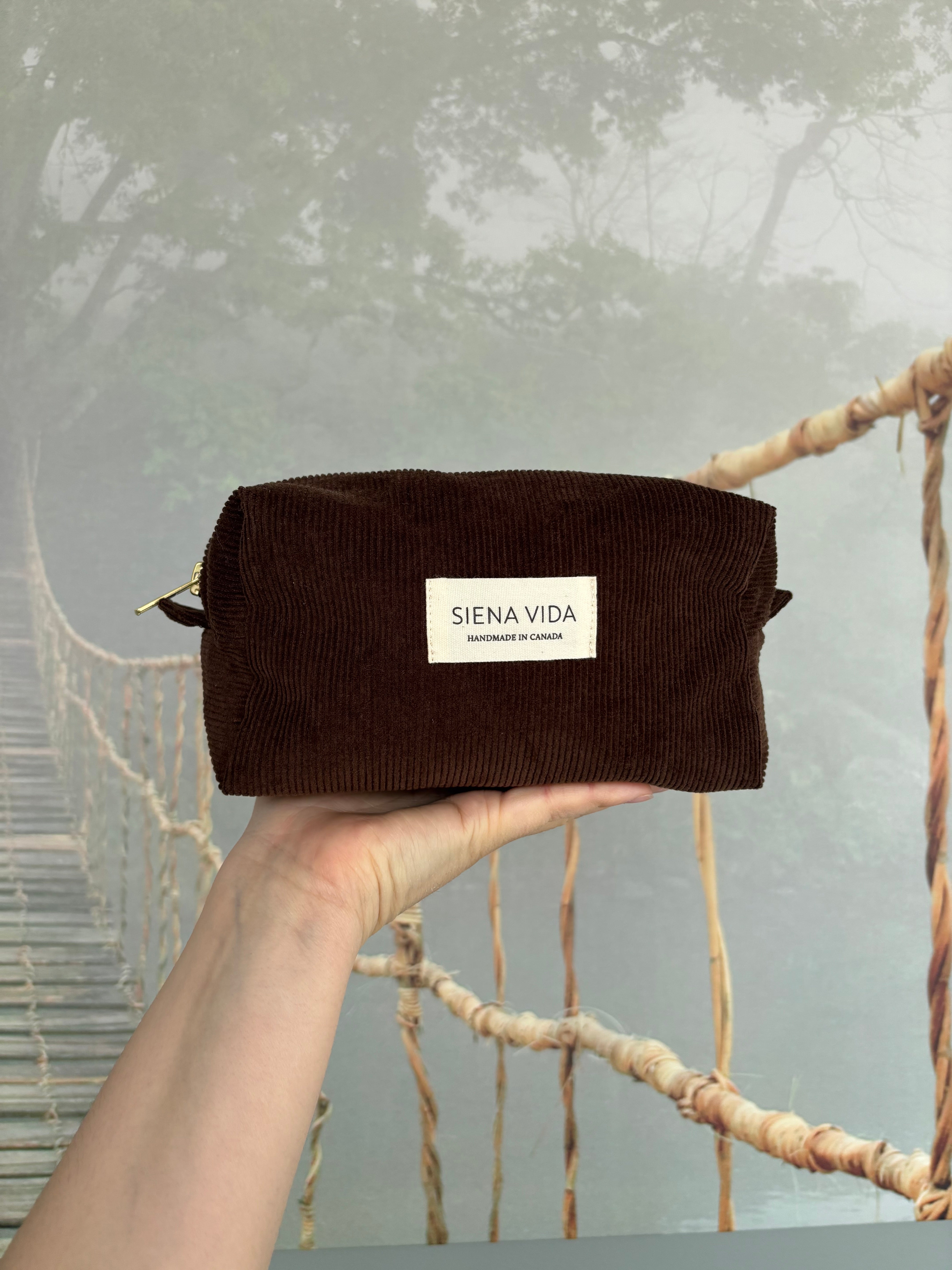 Chocolate Corduroy Pouch - Small