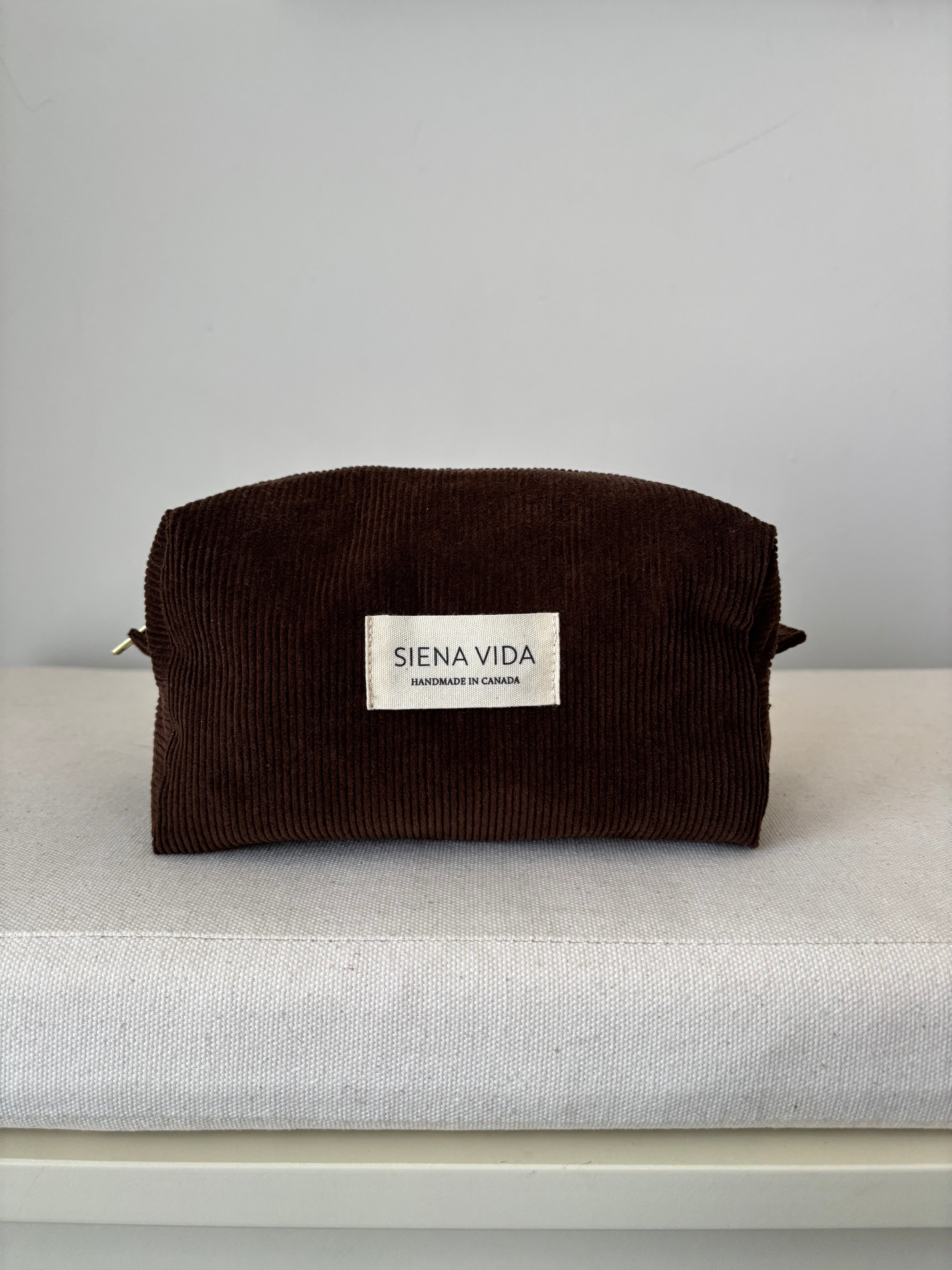 Chocolate Corduroy Pouch - Small