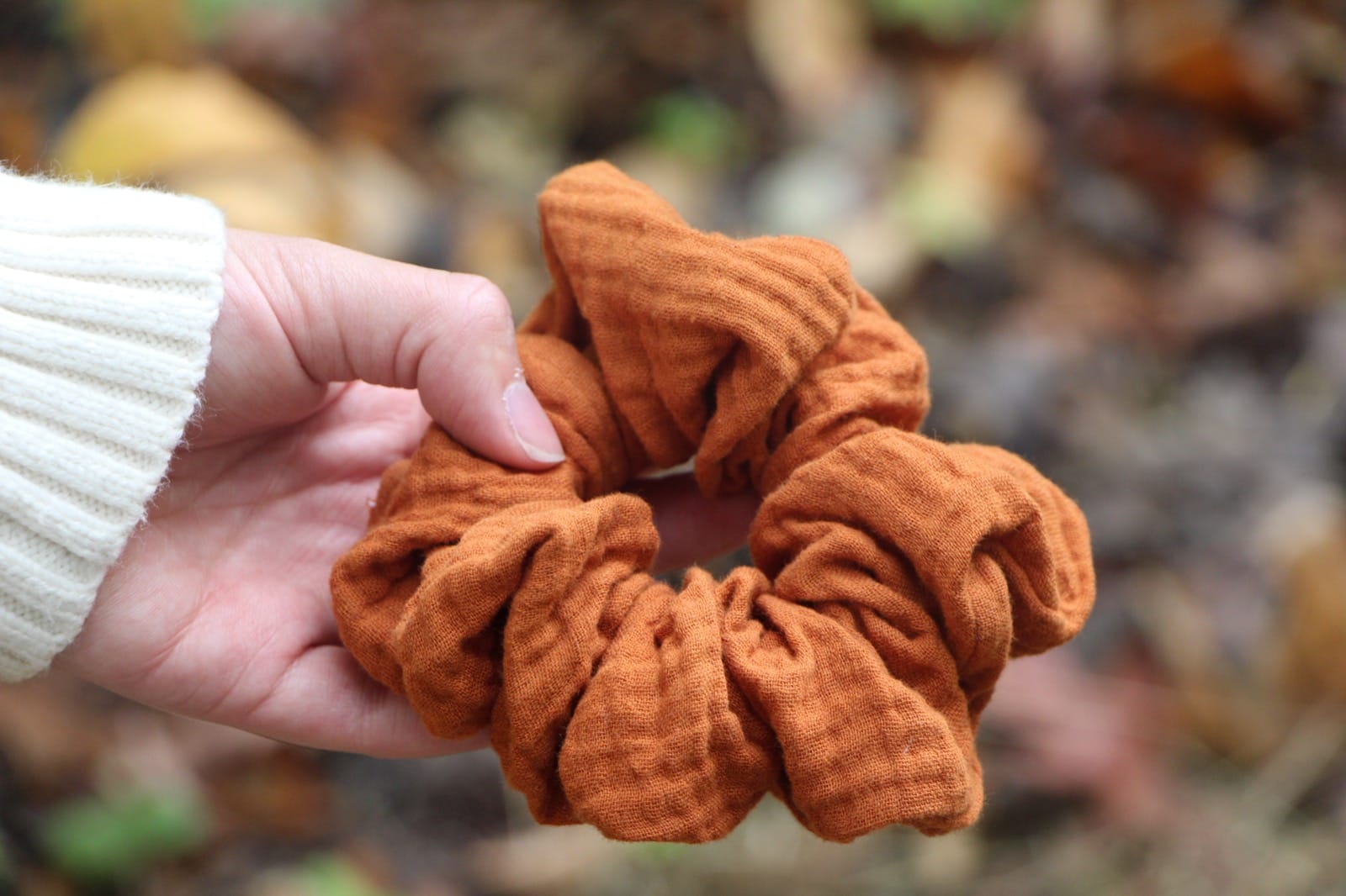 Burnt Orange Organic Cotton scrunchie