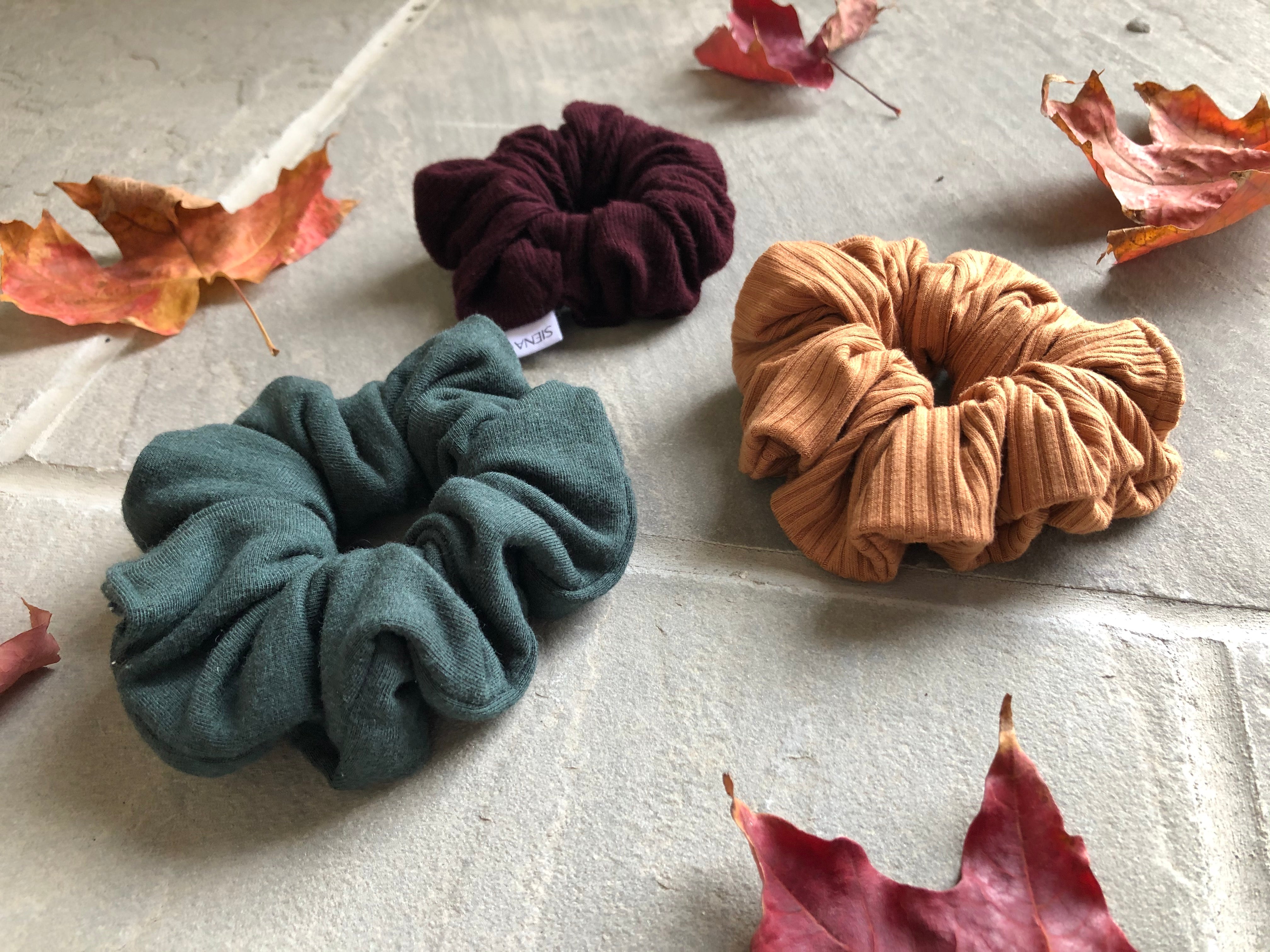 Fall Collection Vol. 2 - Forest Sweater scrunchie, Toffee scrunchie, Vanessa scrunchie