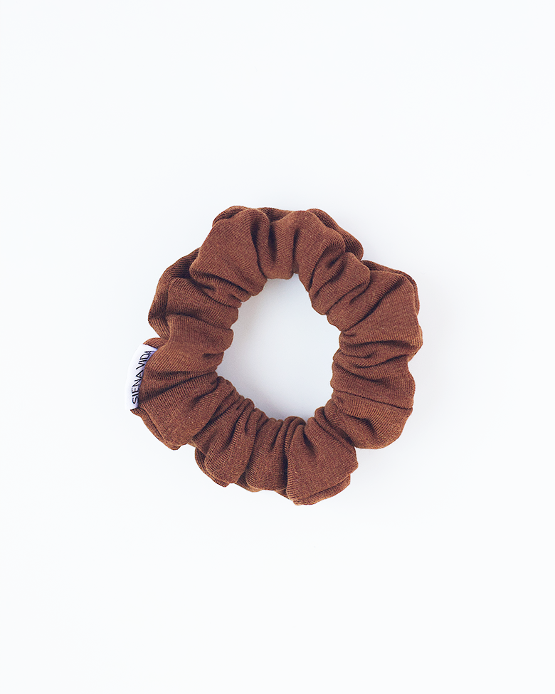 Clove, Light brown scrunchie on a white background