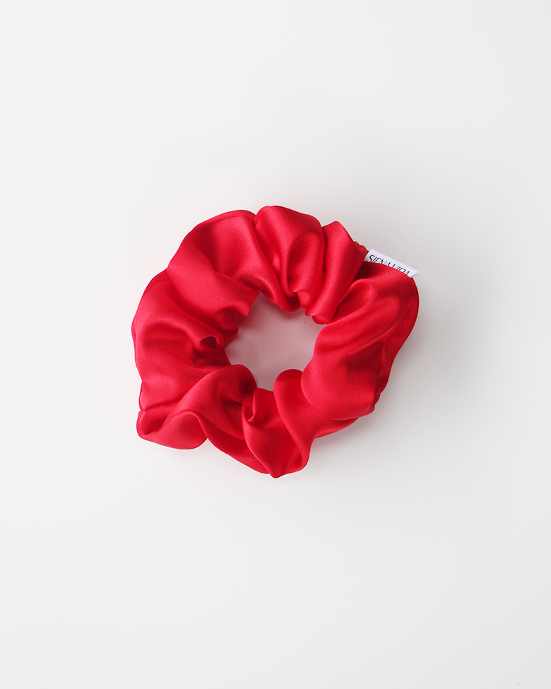 Red Silk Scrunchie in Classic Size