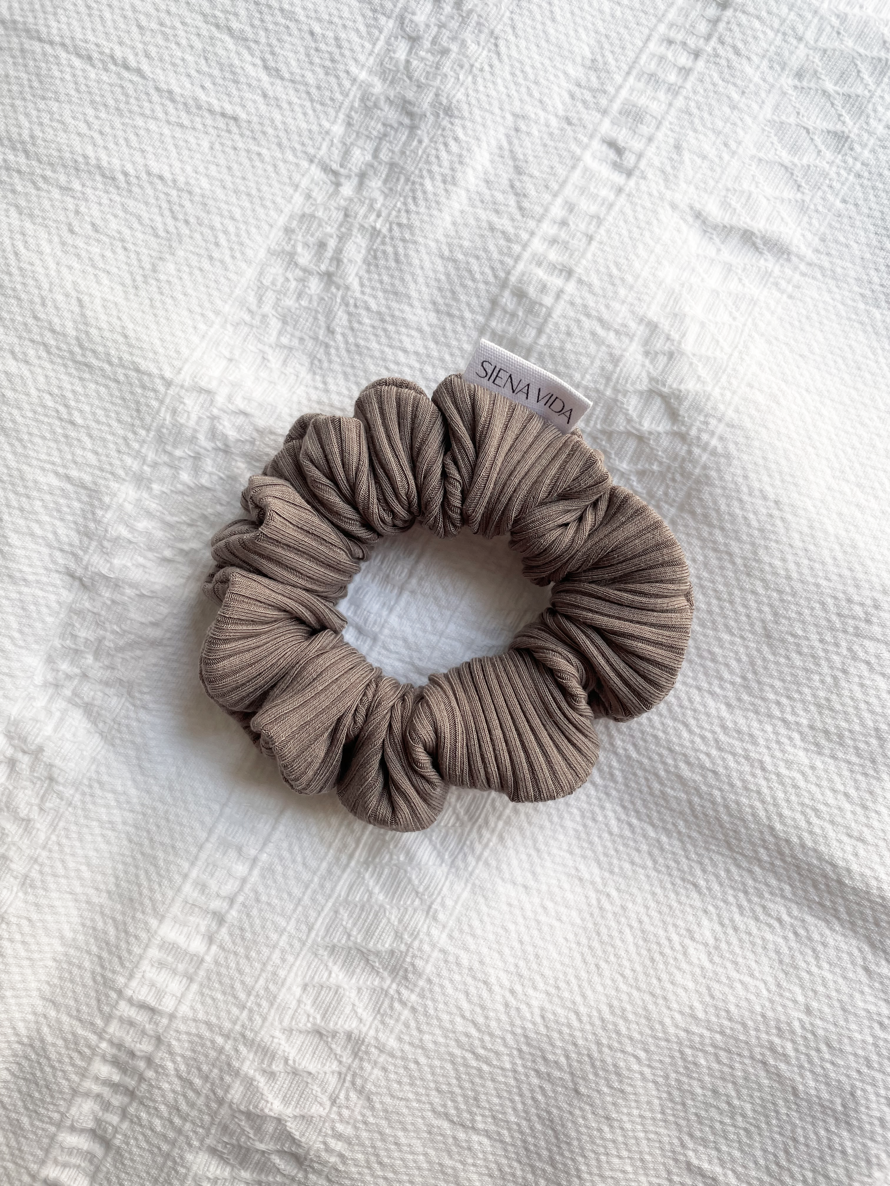 Bamboo Ribbed Taupe Scrunchie - Beau
