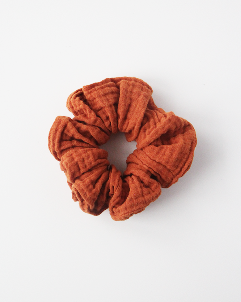 burnt orange organic cotton scrunchie in classic size